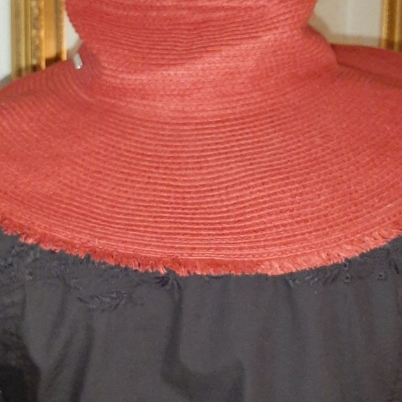 Vintage Bijoux Terner Red straw sun hat - Picture 2 of 4